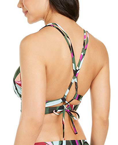 Hula Honey Top de biquíni juvenil Hyper Tropics estampado, Oliva Multi, XS