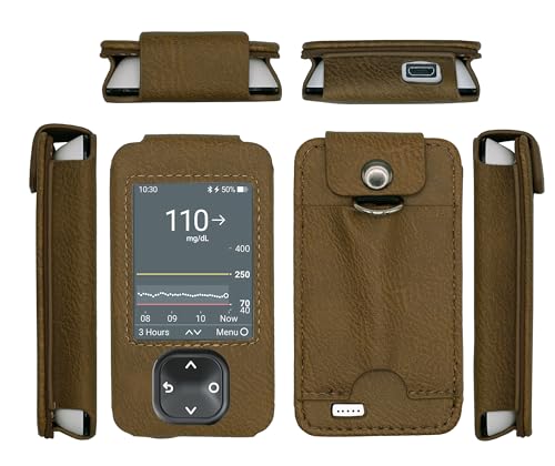 Fitted Leather Case W/Screen Protector & Pocket for Dexcom G7 / G6 Receiver (Retail Packaging Includes Lanyard) (Brown)