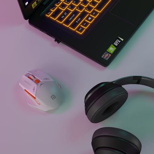 Image of Portronics Vader Pro Wireless Gaming Mouse with 2.4 GHz Receiver, 6 Buttons, Thumb Support, High-Precision Tracking, Ergonomic Comfort, Adjustable Optical DPI for Laptop, PC, Mac(Stone Grey)