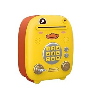 WISHKEY Cute Duck Theme Piggy Bank for Kids, Money Saving Container with Lock & Keys, Coin Collector Storage Box with Musical Features, Money Bank for Boys & Girls, 3+ Years (Pack of 1, Yellow)