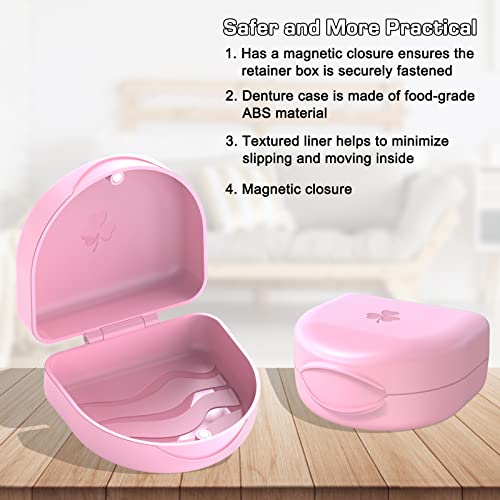 ARGOMAX 2-Pack Slim Aligner and Retainer Case, Portable Orthodontic Storage Container for Mouth Guards and Night Guards, Pink