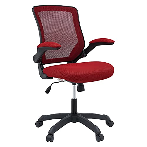 Modway Veer Office Chair With Mesh Back And Vinyl Seat With Flip-Up Arms In Red #TOP11
