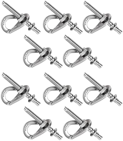 JATCSG 10 Pack Climbing Anchor Hanger Bolt, M10 Stainless Steel Bolt Hanger & Expansion Bolt, Fracture Load 25kN/2500KG, for Outdoor Sports Climbing Mountaineering Hammock