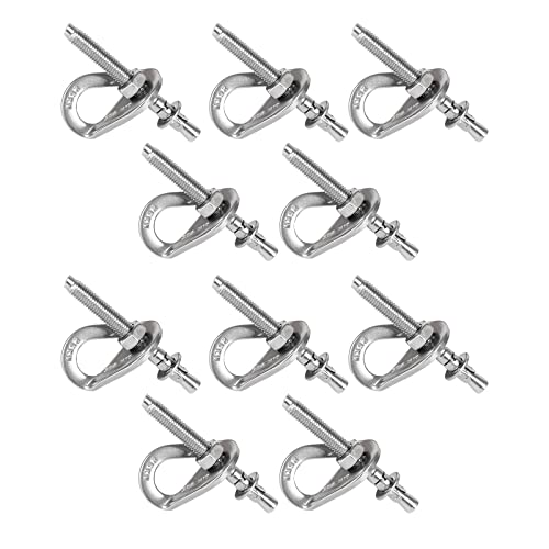 Jatcsg 10 Pack Climbing Anchor Hanger Bolt, M10 Stainless Steel Bolt Hanger & Expansion Bolt, Fracture Load 25Kn/2500Kg, For Outdoor Sports Climbing Mountaineering Hammock #TOP2