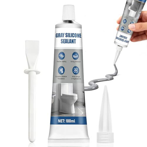 NoxGule 100ml Silicone Gris, Joint Silicone, Silicone Gris Clair, Assurant une étanchéité Parfaite, Convenant aux Salles de Bains, Cuisines, Intérieur...