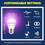 Ampoules lumineuses intelligentes, E26 A15 WiFi Changement de couleur LED Ampoules 50 Équivalent en Watt, 5W 500lm, 2700-6500K+RGB, Petits ampoules pour ventilateur de plafond Travaillez avec Alexa et Google Home, 2.4GHz WiFi, 6PCS