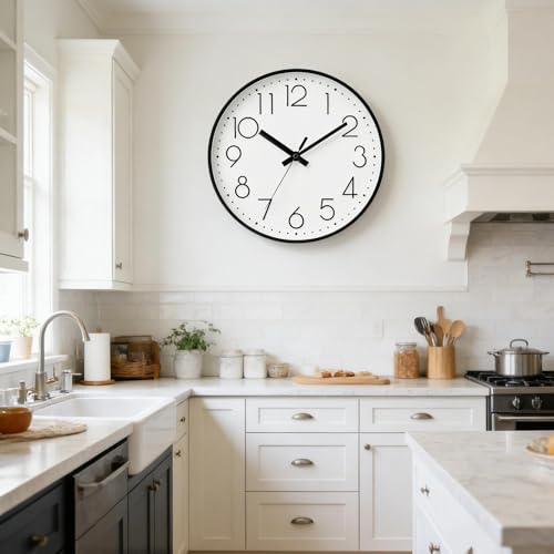 Image of DAXSMY Wall Clock 8 Inch White Decorative, Battery Operated Silent