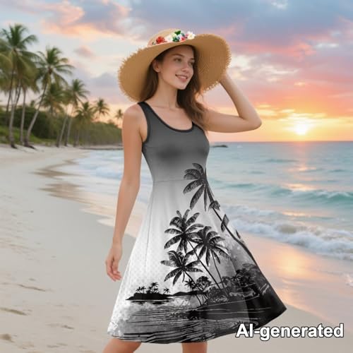 Image of Hawaii Matching Couple Outfits Husband and Wife Clothing Fashionable Mens Casual Shirts Hawaii Dress with Soft Fabric