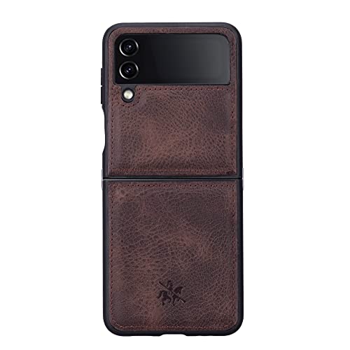 Venito Lucca Leather Case Compatible With Samsung Galaxy Z Flip 4 (6.7 Inches) – Extra Secure With Padded Back Cover (Coffee Brown) #TOP3