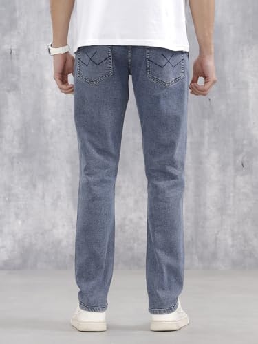 Image of WROGN Men's Cotton Stretch Jeans | Solid | Slim Fit | Mid Rise