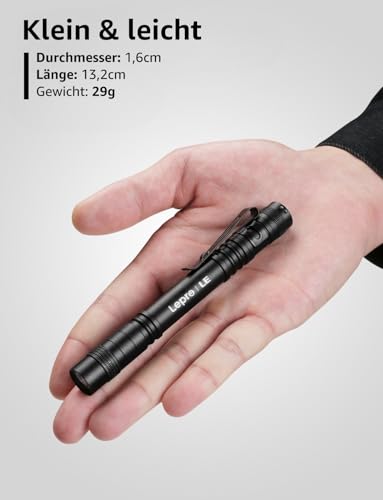 Lepro Taschenlampe (2 Stück), Mini LED Stiftlampe mit 3 Modi, Schwarz – Ansicht 3
