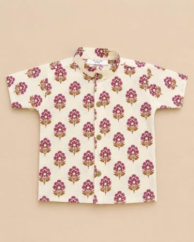 Image of A.T.U.N. (ALL THINGS UBER NICE) Boys 100% Cotton Printed Shirt | Half Sleeve Smart Casual Shirt for Kids | Soft Breathable Button Placket Top for Boys