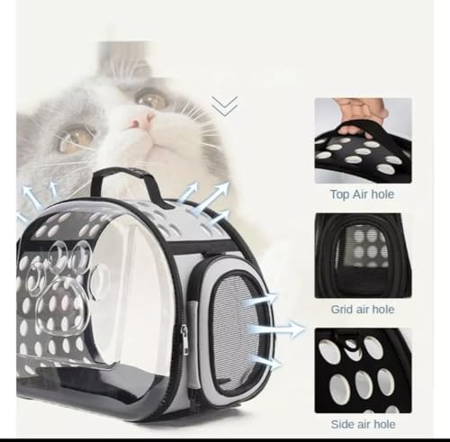 Bolsa Transparente Transporte Cachorro Gato Pet G- Até 10 kg PRETO 43x28x30 cm