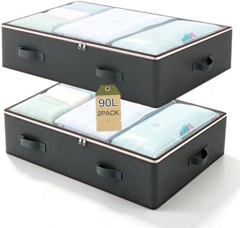 2 Pcs 90L Bolsas Almacenaje Ropa para Debajo de la Cama con Tapa