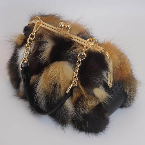 Luxurious Fashion Natural Fox Fur with Hair Handbag for Women and Ladies2