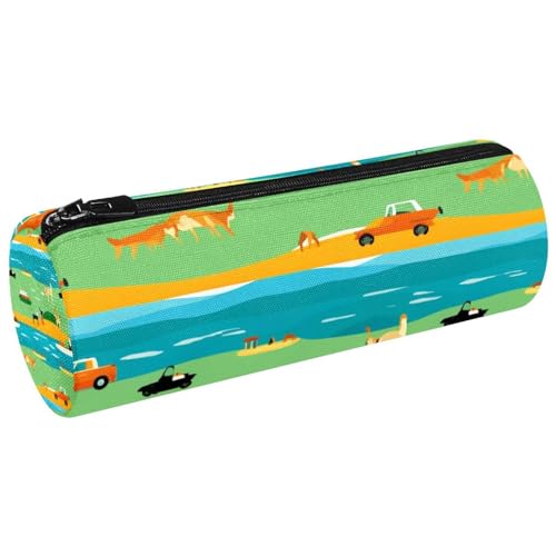 Astuccio estetico portamatite A Strisce Fox Matita Box verde giallo blu