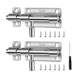 Türriegel, 2 Stück Riegelschloss Edelstahl, Schieberiegel, Edelstahl Schiebeschloss, Rostfrei und Korrosionsbeständig Riegelschloss, für Türen und Fenster, Silber