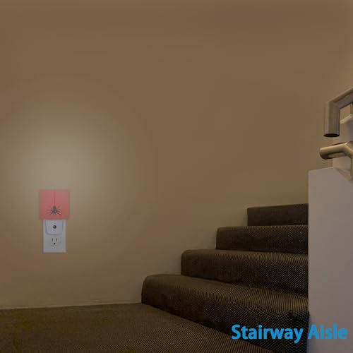 Image of Night Lights Plug into Wall Spider Red Web Night Lights Dusk to Dawn Sensor Led Lamp for Women Men,Led Lights for Stairway /Hallway /Bedroom,0.5W