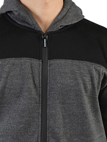 Image of CHKOKKO Men Winter Sports Gym Track Zipper Stylish Jacket AnthraBeige XL