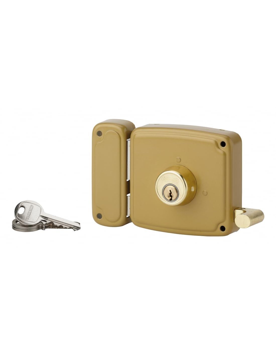 THIRARD Serrure Horizontale en Applique, Double Entrée, Gauche, 100 x 94 mm | Acier embouti, axe 50 mm, mécanisme 3 tours, double cylindre 5 goupilles, livrée avec 3 clés laiton nickelé