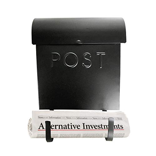 Nach Euro Wall Mount Mailbox With Detachable Newspaper Holder, Rustic Mailboxes For Outside, Powder Coated Finish Metal Mailbox, 12 X 11.2 X 4.5 Inch, Black, Mb-44765 #TOP1