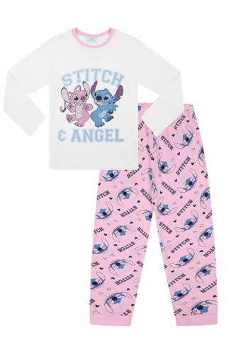 Disney Pigiama da bambina Lilo & Stitch a punto lungo e angelo, bianco, 12-13 Years