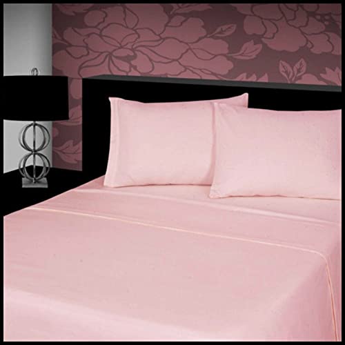 CHILIMILII 100% Brushed Cotton 4 Piece Flannel Sheet Set Flat Sheet Fitted Sheet with 2 Pillowcases Brushed For Extra Softness Warm Easy Care Thermal Flannelette Sheet set (Pink Single)