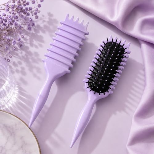 Image of Premium 3D Detangling Hair Brush for Women & Men- Anti Hair Fall Comb for Curly, Wavy & Straight Hair | Hair Straightening Brush, Wet & Dry Styling Brush | Scalp Massager, Frizz Control & Tangle Free Grooming Brush (PADDLE PURPLE)