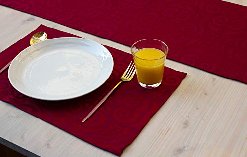 Akutana Red Table Runner 108 Inch, Cranberry Damask Dresser Scarf, Outdoor Coffee Table Runner, Burgundy Jacquard Dining Table Runners For Dinner Parties thumb #6