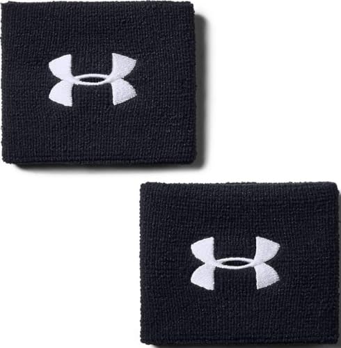 Under Armour UA Performance Wristband pack de 2 muñequeras para hombre, accesorios de entrenamiento, hombre, Negro, Talla única