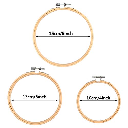 Wowoss 12 Pieces 3 Size Embroidery Hoops Wooden Round Adjustable Bamboo Circle Cross Stitch Hoop Rings For Embroidery And Cross Stitch Art Craft Handy Sewing - 4", 5", 6" #TOP1