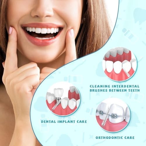 100PCS Interdental Brushes Between Teeth for Braces, Flossers Brush Cleaner, Orthodontic Flossers for Braces Cleaning Kit, Dental Teeth Cleaning Tools (10 Colors, Multiple Sizes - 1