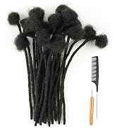 Cypsin 8inch 30 Strands 100% Human Hair Dreadlock Extensions, 0.4cm Width Full Handmade Loc Exten...