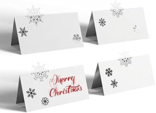 24 Pcs Christmas Place Cards, 4 Design Snowflake Table Name Place Cards, Xmas Seat Cards Greeting Cards Snowflake Party Supplies for Christmas Holiday Wedding Winter Party Decoration
