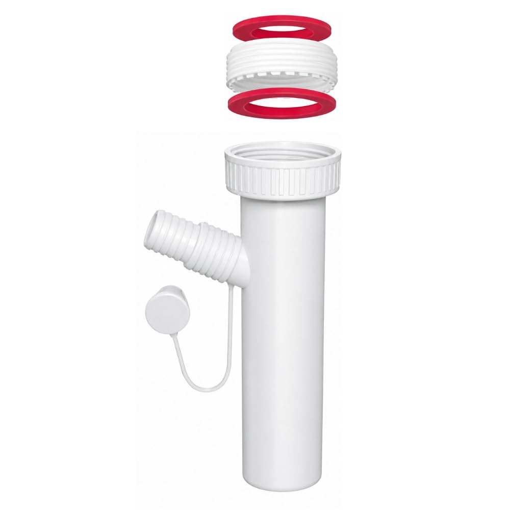 Schläfer 439001 | Sleeve Siphon Drain Undersink Adjustable Hose Universal Fitting 1 1/2" and 1 1/4" Connector Connection Washing Machine Dishwasher, PVC