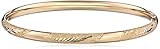 14k Yellow Gold Diamond-Cut Bangle Bracelet (5mm)