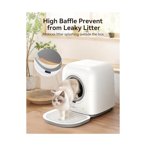 MeoWant Selbstreinigende Katzentoilette Automatisches Katzenklo, Ultra-Sicher/APP-Steuerung/Geruchsentfernung Katzentoilette mit Matte &Müllsäcke& Deodorants – Bild 3