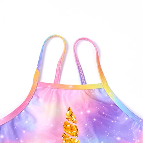 Image of QPANCY One Piece Swimsuits for Girl Ruffle Unicorn Bathing Suits Strap Swimwear