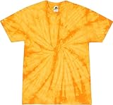 Colortone 100% Cotton Spider Tie Dye T-Shirt for Women and Men, Large, Spider Gold