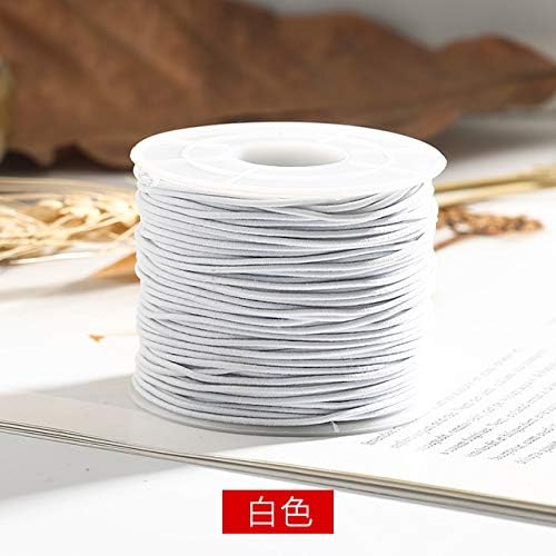 ヘアアクセサリー ヘアゴム ビーズ 編み ビジュー パール 大人っぽい ヘアアレンジ きれい 上品 エレガント ヘア ゴム ヘア008 1.0mm ゴムビーズコードビーズスレッド ジュエリー作成用 - ホワイト&amp;ブラック 18-20メートル