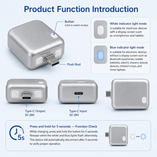 Image of USB-C Smart Auto Eject Charging Adapter with LED Indicator, Intelligent Power Control, Automatic Power Cut & Overcharge Protection for Phones, Tablets and USB-C Laptops