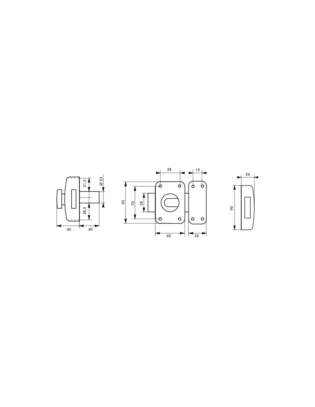 THIRARD - Verrou pour porte d'entrée Capital à bouton et cylindre 40 mm