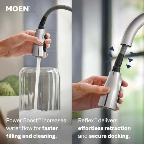 Image of Moen Arbor Chrome Motionsense Wave Touchless One-Handle Pulldown Kitchen Faucet Featuring Power Clean, 7594EWC