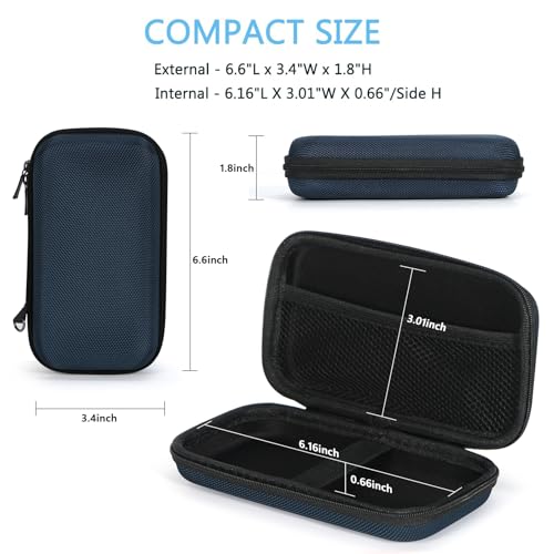 Image of Portable Storage Case for Charging Cable, Power Bank, Hard Drive, Cell Phone, External Battery - Small Travel Case with Mesh Inner Pocket + Zipper Enclosure (Grey Blue)