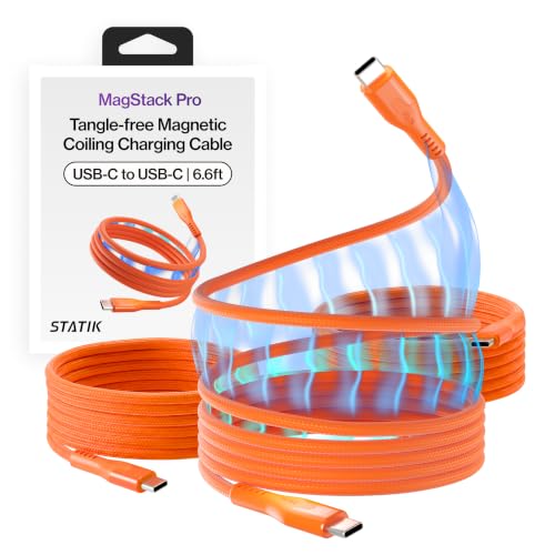 Image of Statik MagStack Pro USB C to USB C Coiling Magnetic Charging Cable,100W