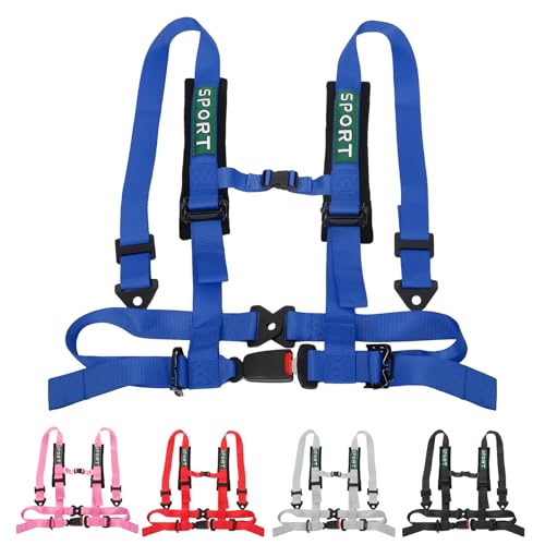 Image of 4 Point Racing Harness With Padding Heavy Duty Buckle Upgraded 2 Inch Straps UTV Harness 4 point Universal Adjustable for Adults Easy Install, Blue