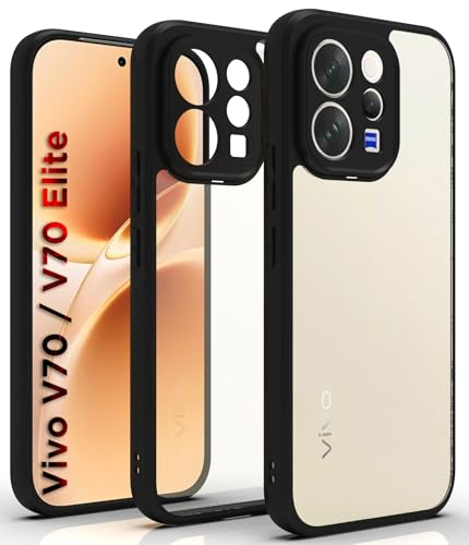 Image of RIGGEAR Shockproof Sleek Hybrid Armor Back Cover Case for Vivo V70 / V70 Elite 5G (Clear PC + Black TPU Bumper)