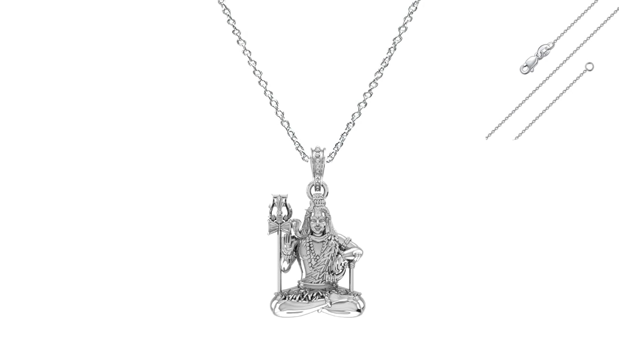 Sterling Silver God Shiva Chain Pendant, 92.5% Purity