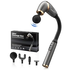 Massage Gun with Upgraded Extended Handle, Back Massager for Pain Relief Deep Tissue with LCD Screen, Massage Gun Deep Tissue with 4 Massage Heads, Percussion Massage Gun with 3 Modes & 6 Speed Levels