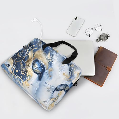 Maletín portátil estilo étnico boho azul y blanco, 13-15.6 pulg miniatura 7